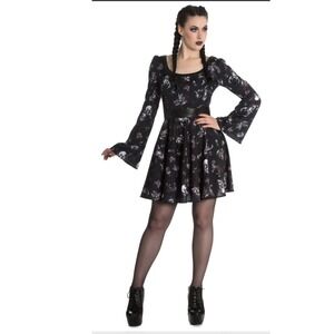 Spin Doctor Taxidermy Skater Dress Skull Insect Witchy Halloween Gothic Women XS